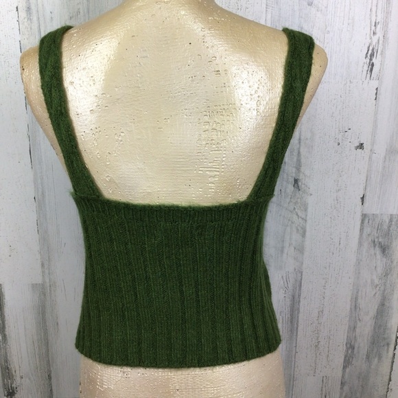 NWT New $148 Anthropologie Hooded Green Cable Knit Cardigan Tank Sweater Set M - Picture 8 of 16